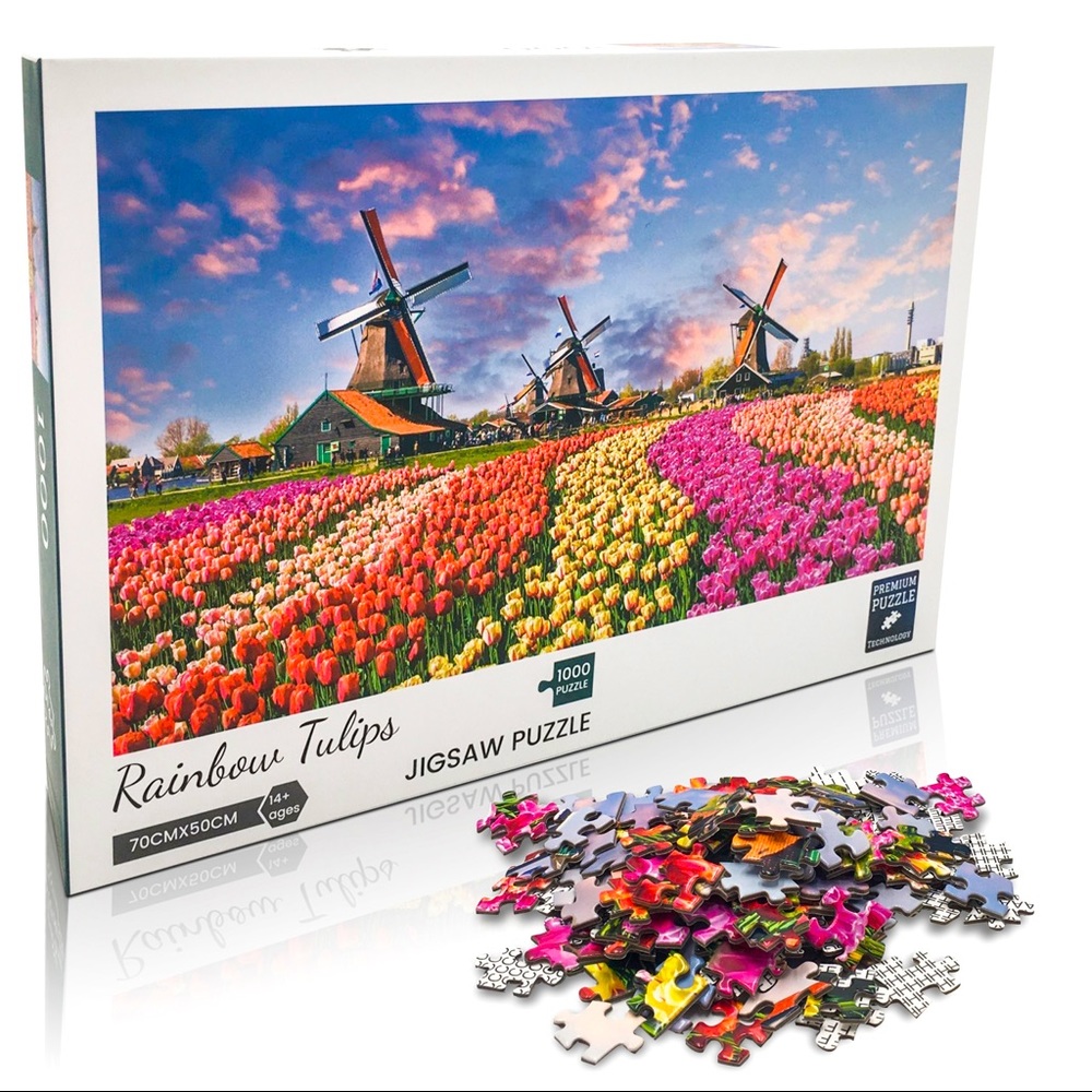 1000 pieces puzzles for adults- Rainbow Tulips -